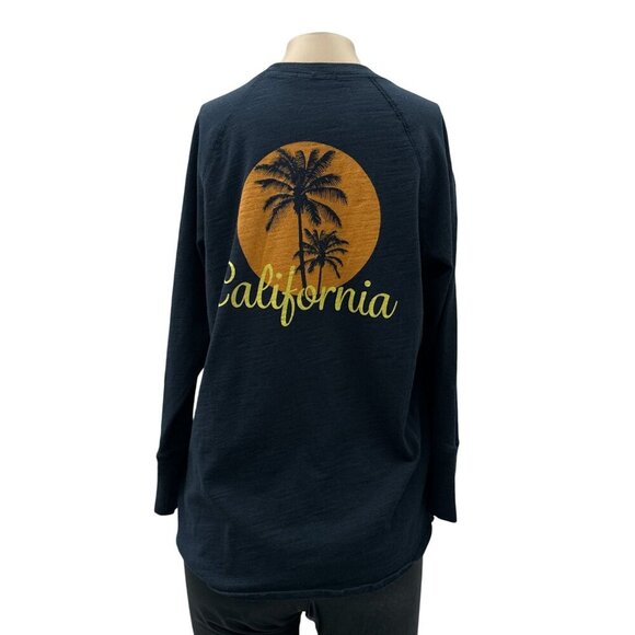 James Perse Waverider California Graphic Print Long-Sleeve Top Navy Blue Women M - Picture 1 of 10